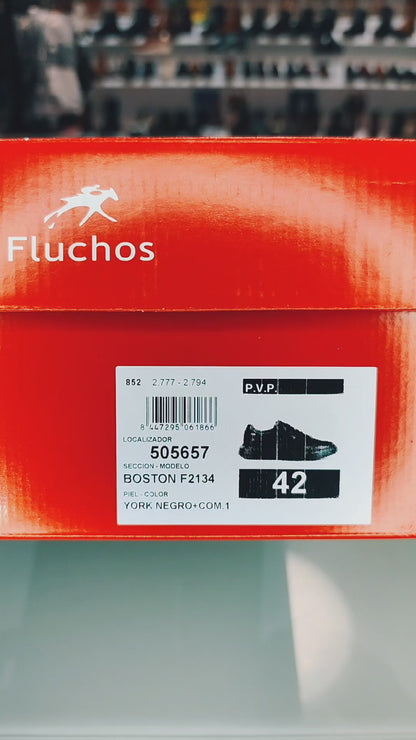 Fluchos Boston: Zapatillas Hombre Piel Negro York F2134