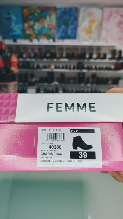 Fluchos Charis: Botines Mujer Tacón Piel Marrón F0937