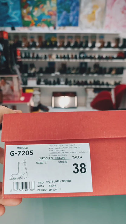 Wonders ILMA: Botas Mujer Piel Negra Tacón Bloque G-7205