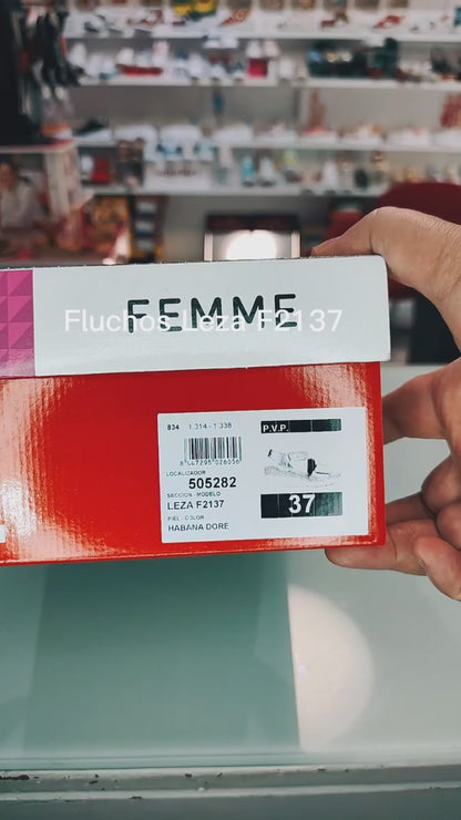 Fluchos Leza: Sandalia Mujer Cuña Piel Marrón F2137