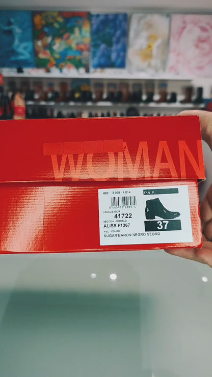 Fluchos Aliss: Botines Para Mujer Con Tacón Negro Piel F1367