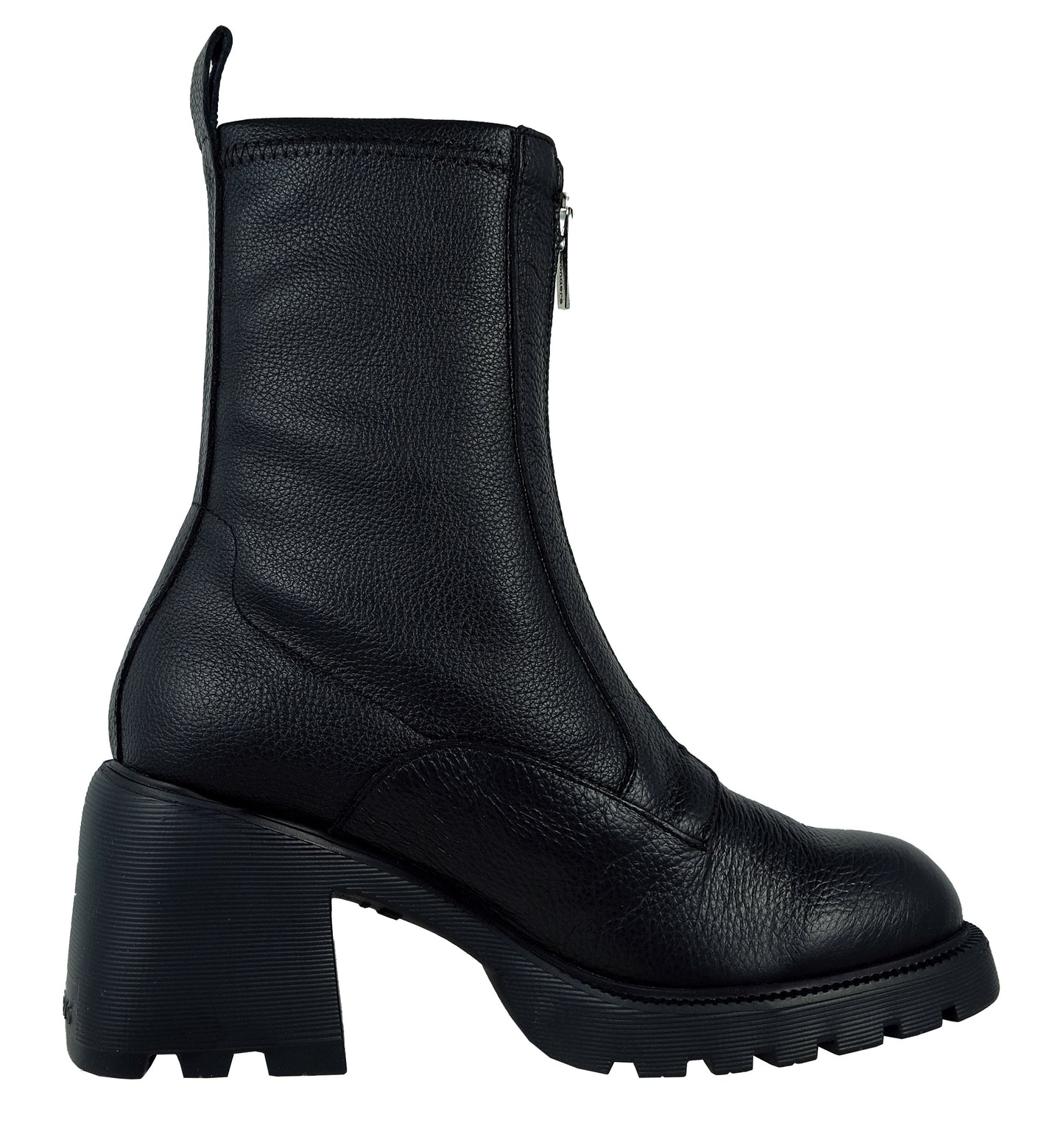 Wonders: Botas Mujer Piel Negra Tacón Bloque G-6701