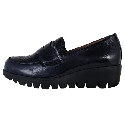 Wonders Fly 360 C-33360 mocasín mujer azul charol vista lateral exterior