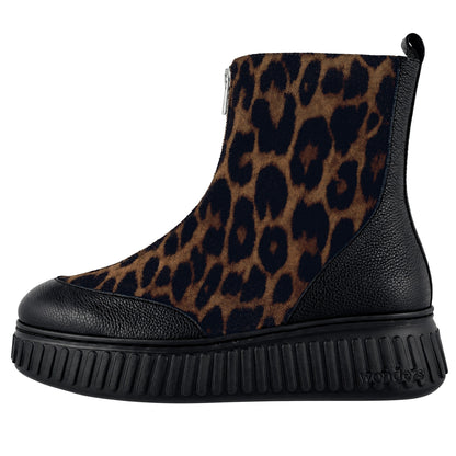 Wonders Xfly 02 A-5502 botines mujer marrón leopardo piel - lateral exterior