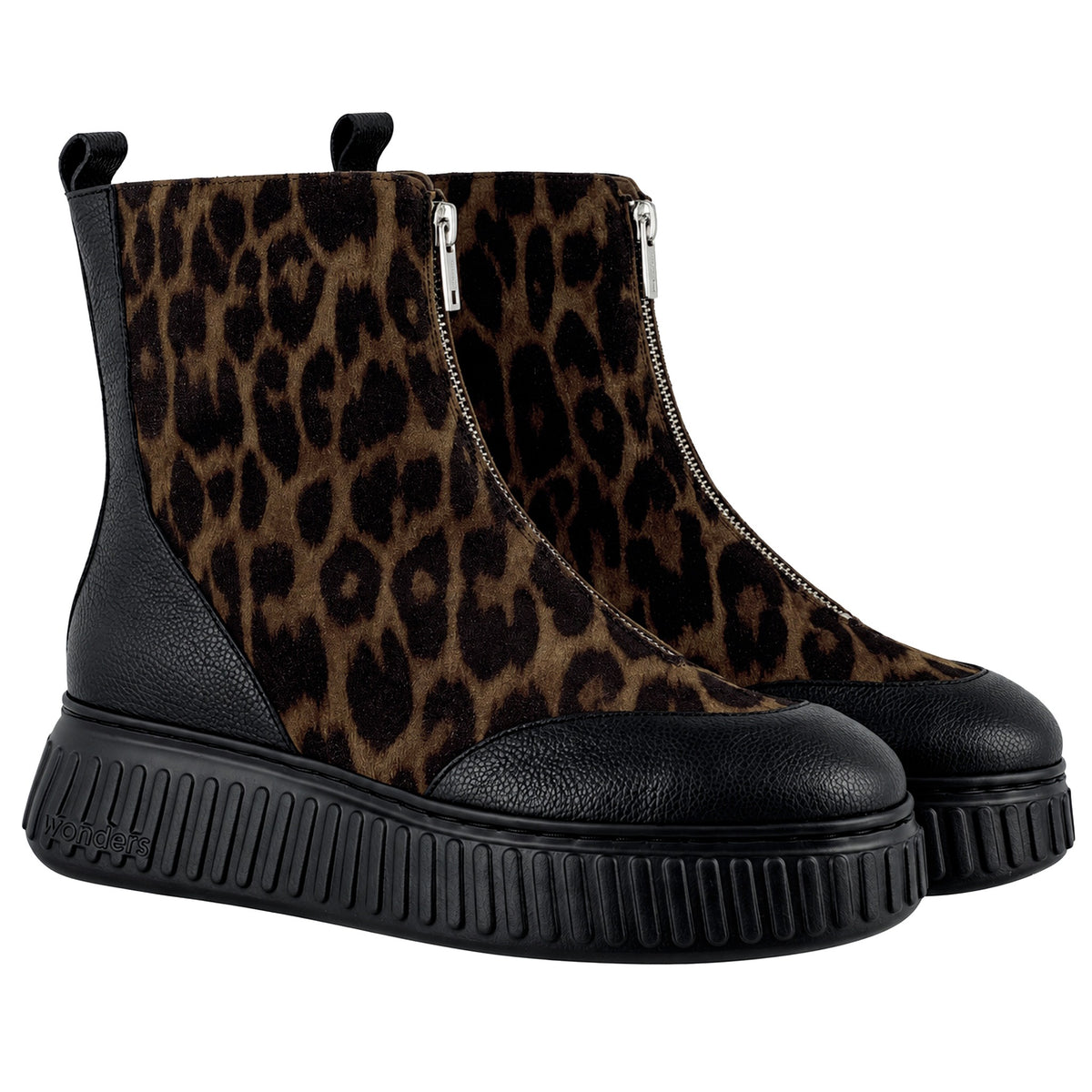 Wonders Xfly 02 A-5502 botines mujer marrón leopardo piel - pareja vista frontal
