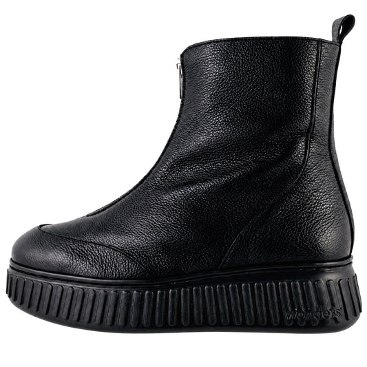 Wonders Xfly A-5502 botines mujer negro piel - lateral exterior