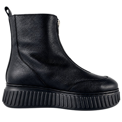 Wonders Xfly A-5502 botines mujer negro piel - lateral interior con cremallera